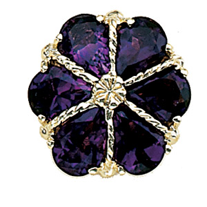 A4410 14K SLIDE WITH 6 PEAR SHAPE AMETHYST ON A YN1 